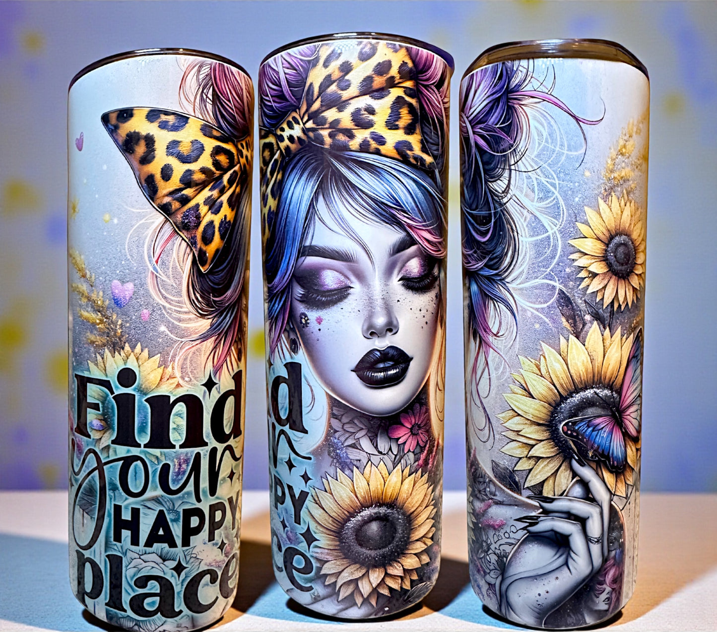 Find Your Happy Place Graphic Girl Tumbler