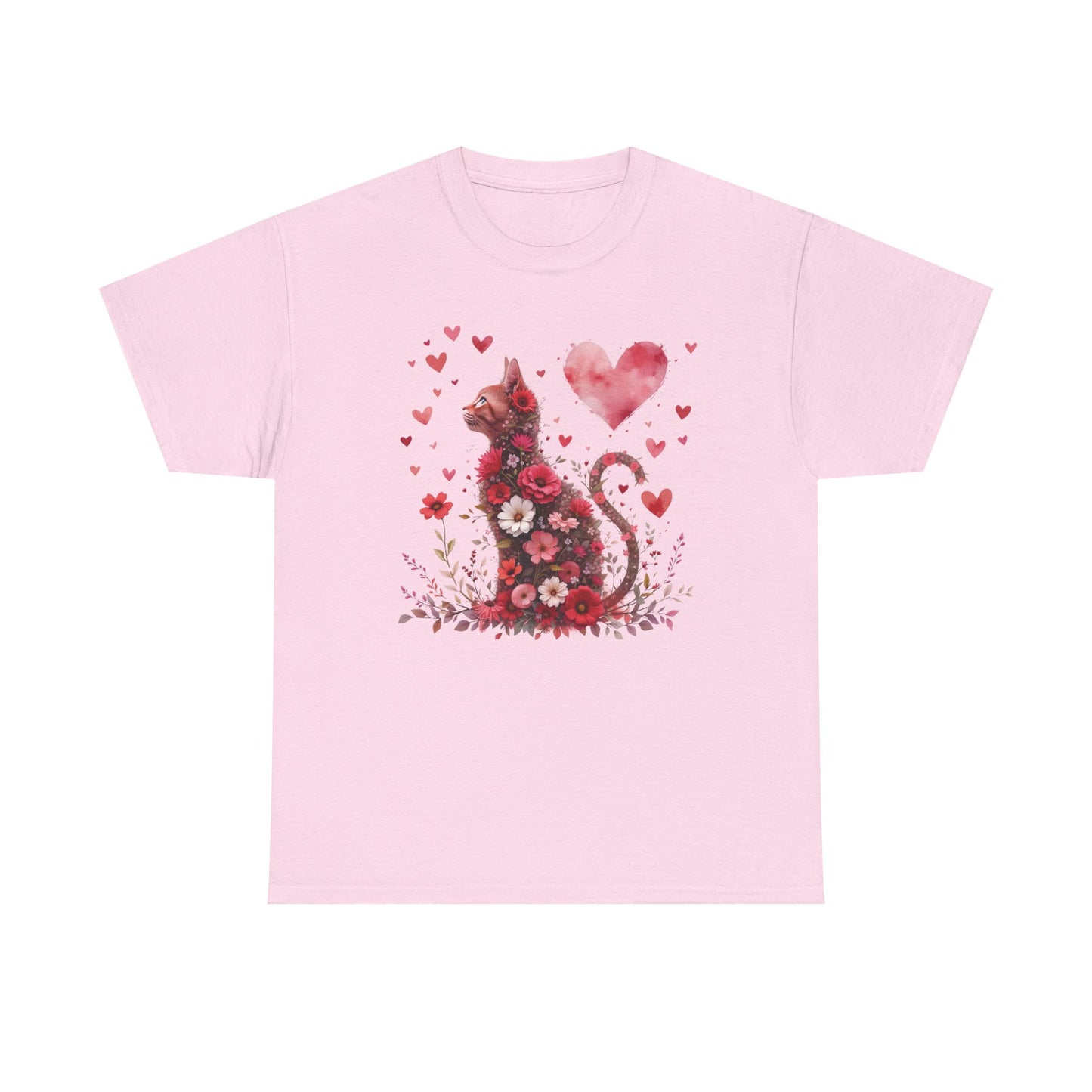 Valentine's Floral Heart Cat T-Shirt