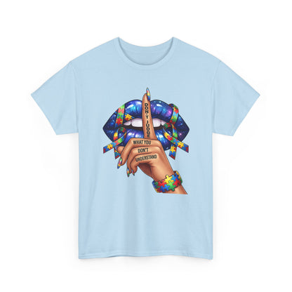 Don't Judge, Autism Awareness TShirt | Shh Lips | Colorful Graphic Tee