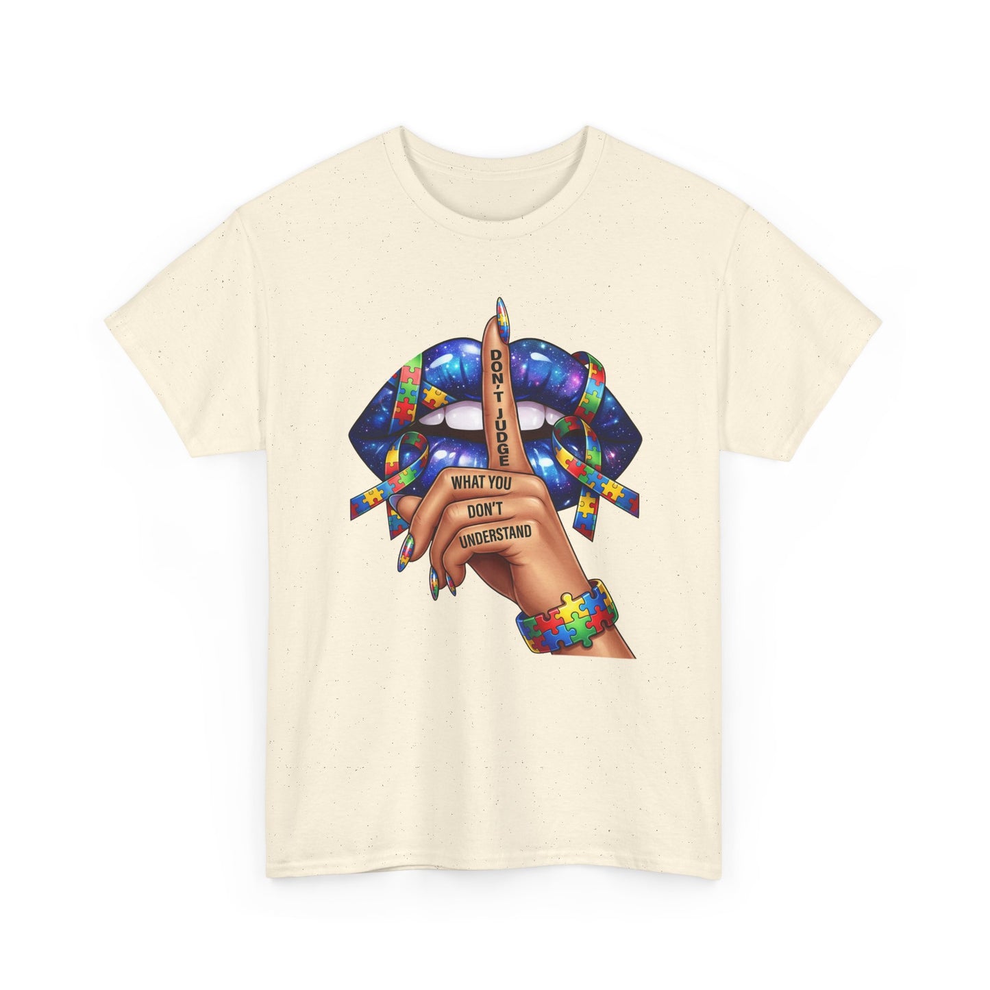 Don't Judge, Autism Awareness TShirt | Shh Lips | Colorful Graphic Tee