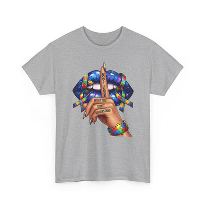 Don't Judge, Autism Awareness TShirt | Shh Lips | Colorful Graphic Tee