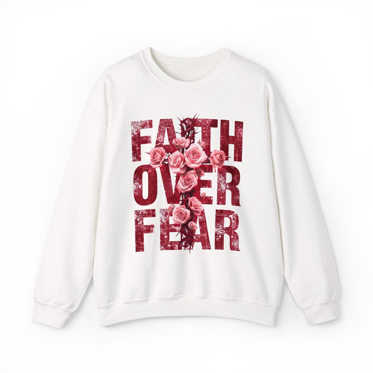 Faith Over Fear Sweatshirt — Inspirational Floral Crewneck