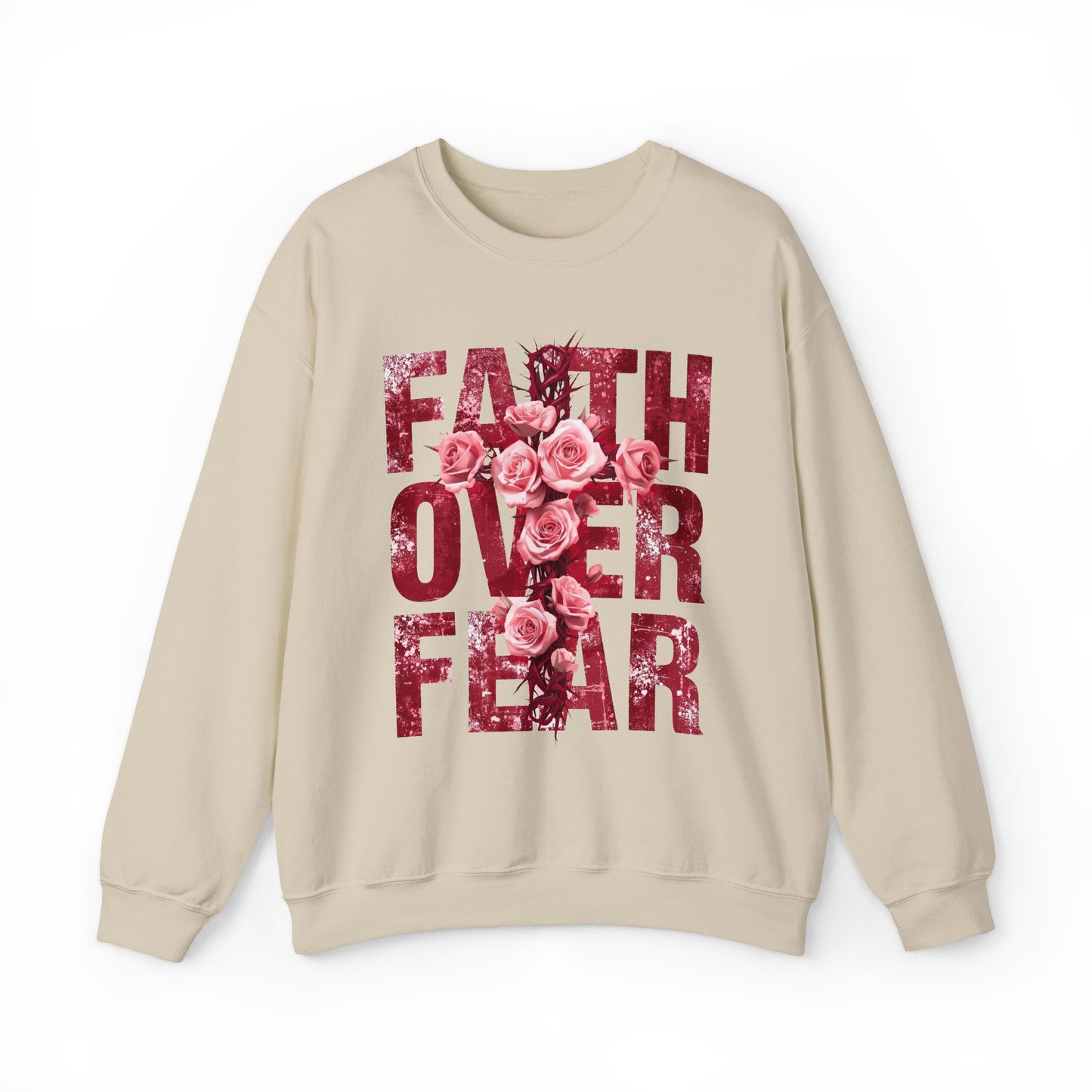 Faith Over Fear Sweatshirt — Inspirational Floral Crewneck