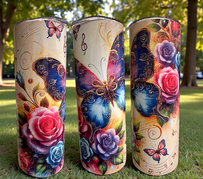Purple Butterfly & Roses Tumbler