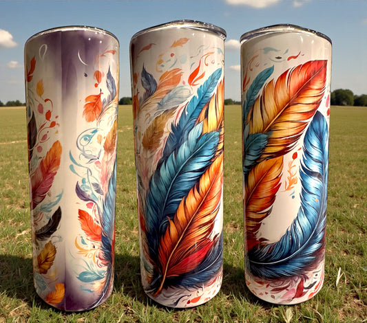 Majestic Feather Pattern Tumbler