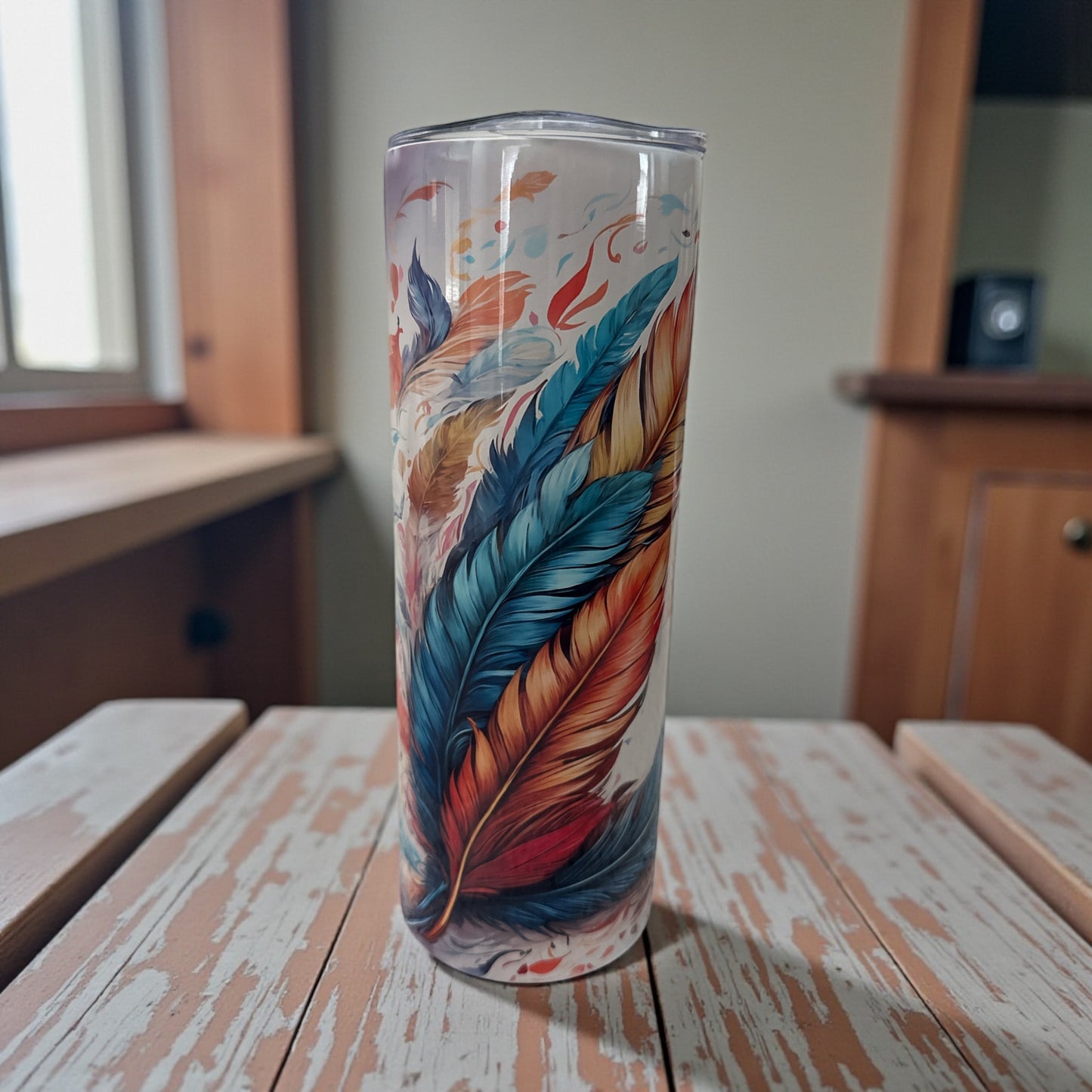 Majestic Feather Pattern Tumbler