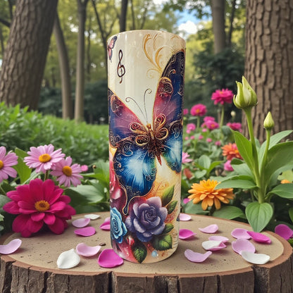 Purple Butterfly & Roses Tumbler