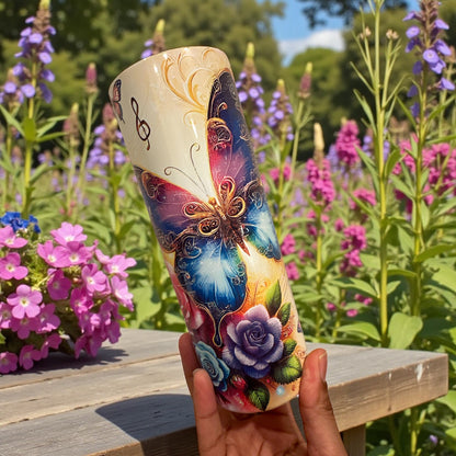 Purple Butterfly & Roses Tumbler