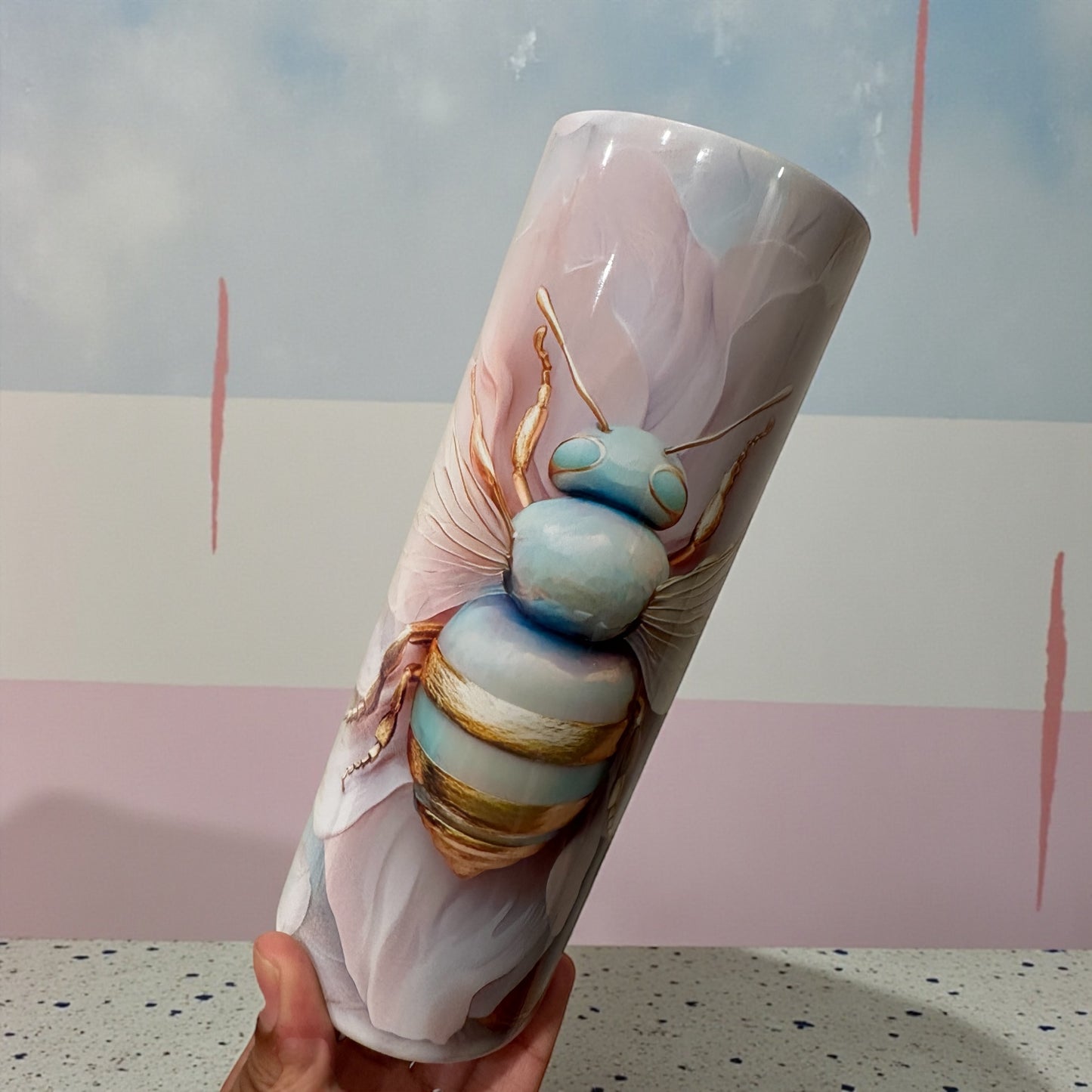 Pretty Marbled Bumble BEE Tumbler
